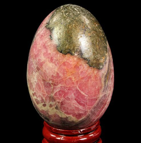 Polished Rhodochrosite & Pyrite Egg - Argentina #79244